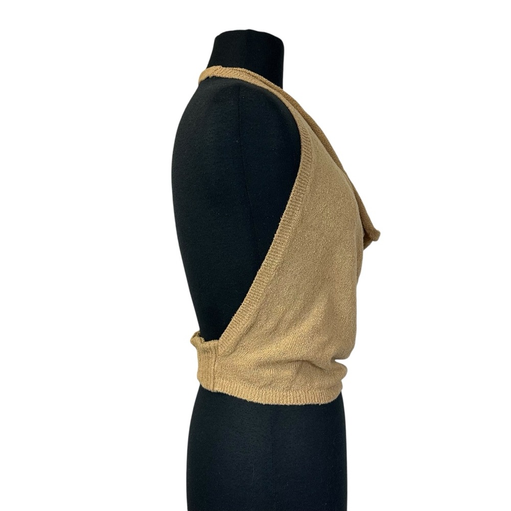 Free People Iris Sweater Open Back Tan Halter Top M - Picture 9 of 12